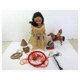 Lot of Misc. Native American Themed Items - Doll