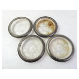 Lot of 4 Vintage Silverplate Rim Glass Ash