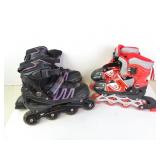Two Pairs of Childrens Roller Blades - Kids Size