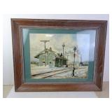 29x23 Railroad Themed J. Darr Framed Art Print