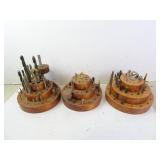 Lot of Three Wood 3-Tiered Drill Bit Indexes with