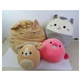 Lot of 4 Squishmallow Plush Animals - Various