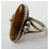 Sterling Silver Tigers Eye Oval Size 6 Ring