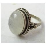 Sterling Silver Quartz Cabochon Size 8.5 Ring
