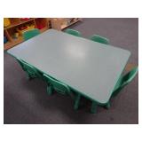 Commercial 6-Chair Green Toddler Sized Table Set