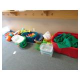 Grouping of Items on Floor in Hallway - Toys Bins