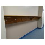 107' Wood Hallway Shelf with Bottom Coat Hooks -