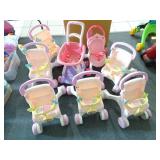 Lot of 8 Plastic Childrens Toy Strollers &