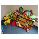 Wooden Commercial Shelf with Grouping of Toys