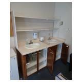 Counter Cabinet with x2 Sinks & Upper Shelves