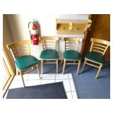 Lot of 4 Green Vinyl Seat Regular Size Wood