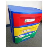 Plastic Primary Color Organizer Drawers with