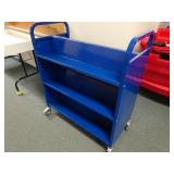 Blue Steel Rolling Library Cart