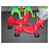 Lot of 2 CarePlay Molded Plastic Red Animal Push
