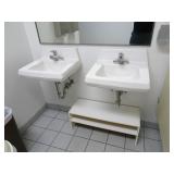 Lot of 2 Commercial Porcelain Bathroom Sinks -