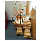 Lot of Wooden Toy Trucks & Bead Toy
