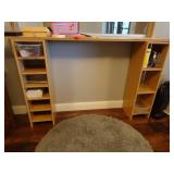 Two Skinny Shelving Units with Office Contents