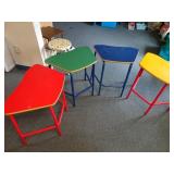 Lot of 4 Toddler Sized Trapezoidal Desks