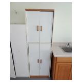 6ft Tall 2-Tiered White Cabinet