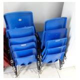 Lot of 11 Toddler Sized Blue Plastic Chairs