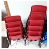 Lot of 11 Toddler Sized Red Plastic Chairs