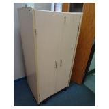 5ft Rolling Wood Locking Cabinet with Key