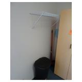 Wire Shelf Brooms & Garbage Can in Corner - Buyer