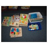 LARGE Lot of Wooden Childrens Puzzles & Related
