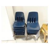 Lot of 12 Toddler Sized Dark Blue Plastic Chairs
