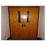 Pair of Commercial Windowed Double Doors & Frame