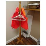 Wood Coat Rack with Bag Contents
