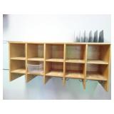4ft Wood Organizer Wall Cubby Unit with Hooks