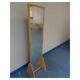 4ft Tall Mirror in Wood Frame  on Stand