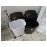 Lot of Garbage and Recycling Cans