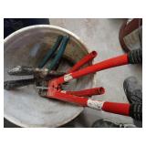 Bucket of Bolt Cutters & Pliers