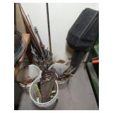 Buckets of Assorted & Empty Chainsaw Case