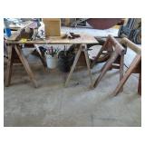 Lot of 4 Saw Horses & Contents of Top