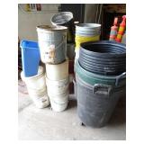 Large Lot of Buckets & Plastic Garbage Cans