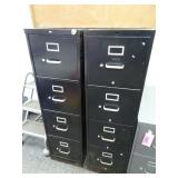 Lot of 2 Black 4-Drawer File Cabinets