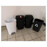 Lot of Garbage and Recycling Cans