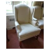Vintage Perfection White Satin Strip Upholstered