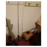 Lot of 2 Fishing Poles w/ Tackle Box