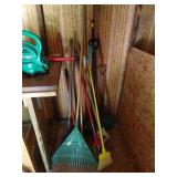 Lot of Misc Items in Corner of Shed - Rakes