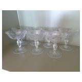 Lot of 7 Vintage Cut Crystal Glass Bubble Stem