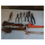 Lot of Pliers & Plumbing Wrenches