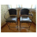 Pair of Pier 1 Genuine Leather Metal-Back Rustic