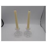 Pair of Vintage Cut Glass Candlesticks