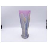 9" Reuven Art Frosted Glass Hand-Painted Vase