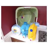 Lot of Partial Full Laundry Items w/ Basket