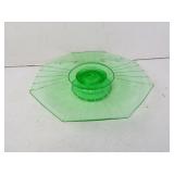 Antique Uranium Glass Pedestal Cake Platter 10.5"